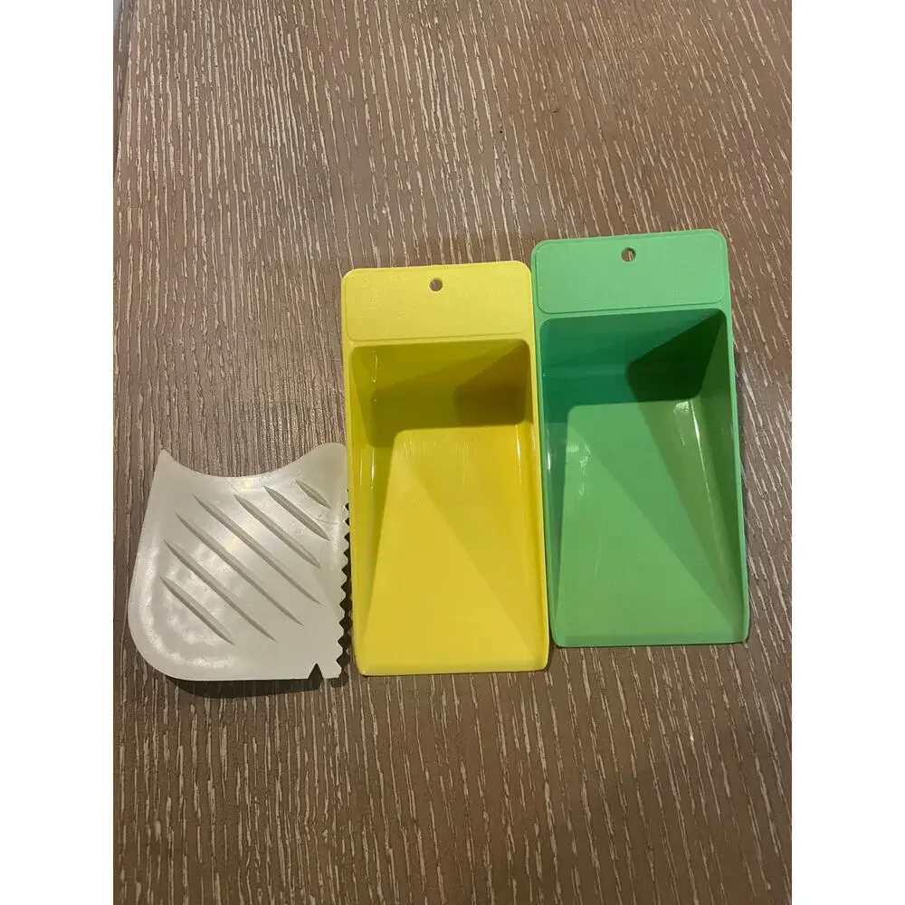 Vintage Tupperware Harvest Flat Cannister‎ Scoops 1452 and Scraper Lot